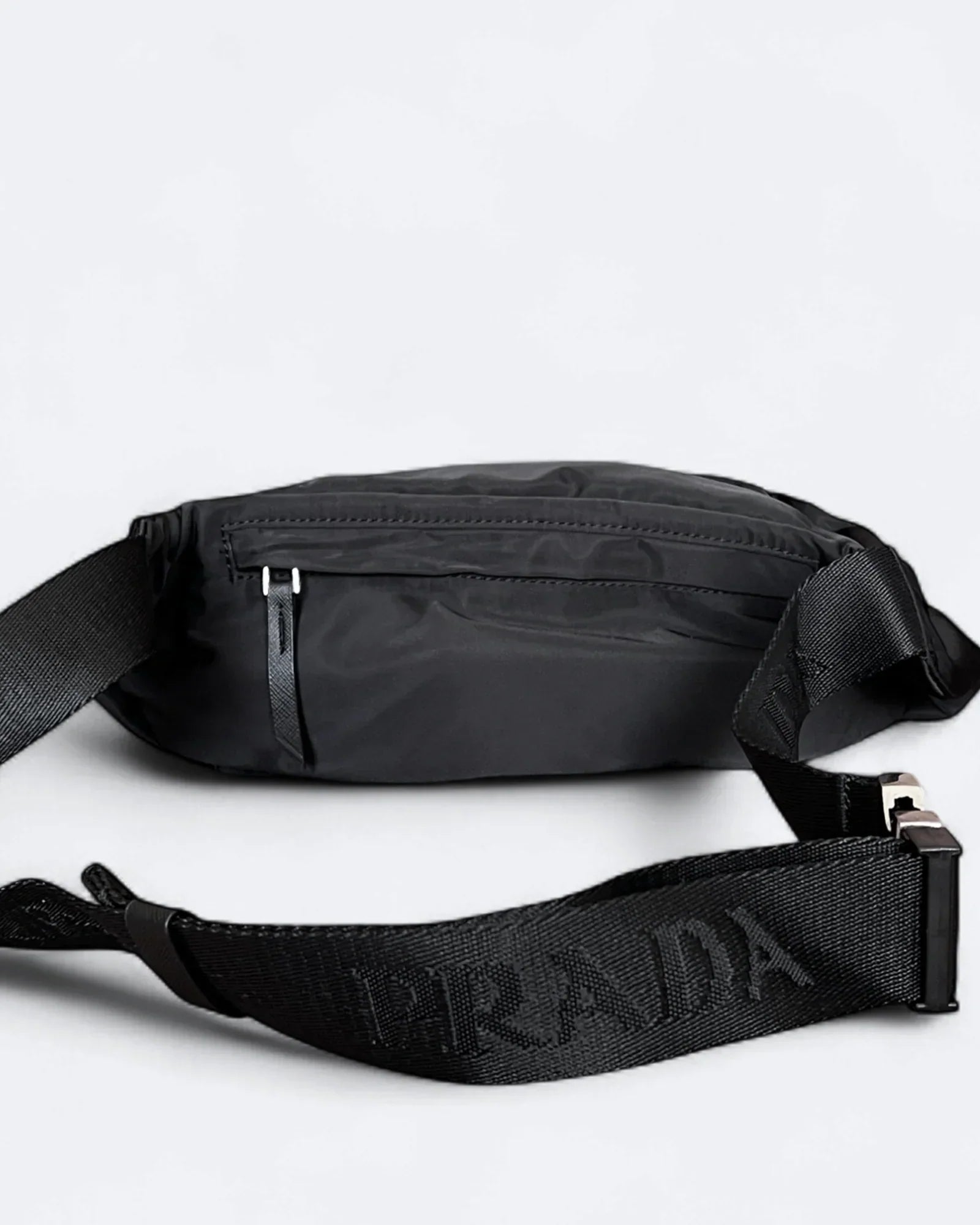 Prada - Metal Logo Crossbody Bag - Black