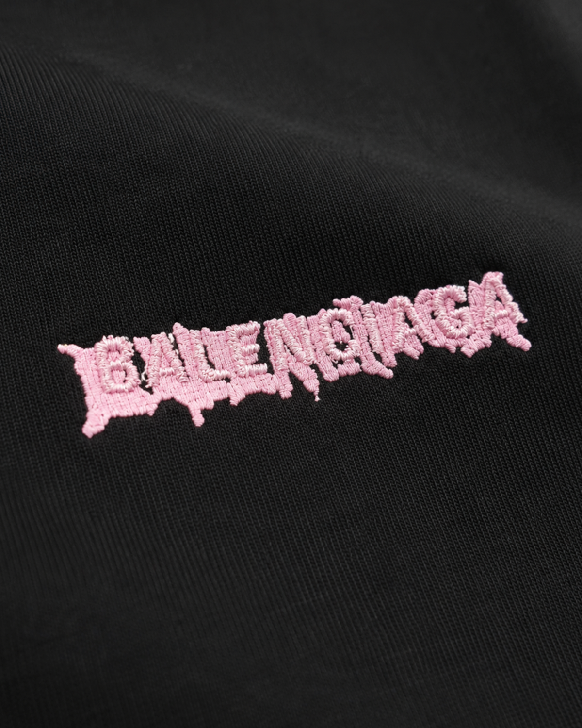 Balenciaga - Sticky Pink Logo Distressed T-Shirt - Black