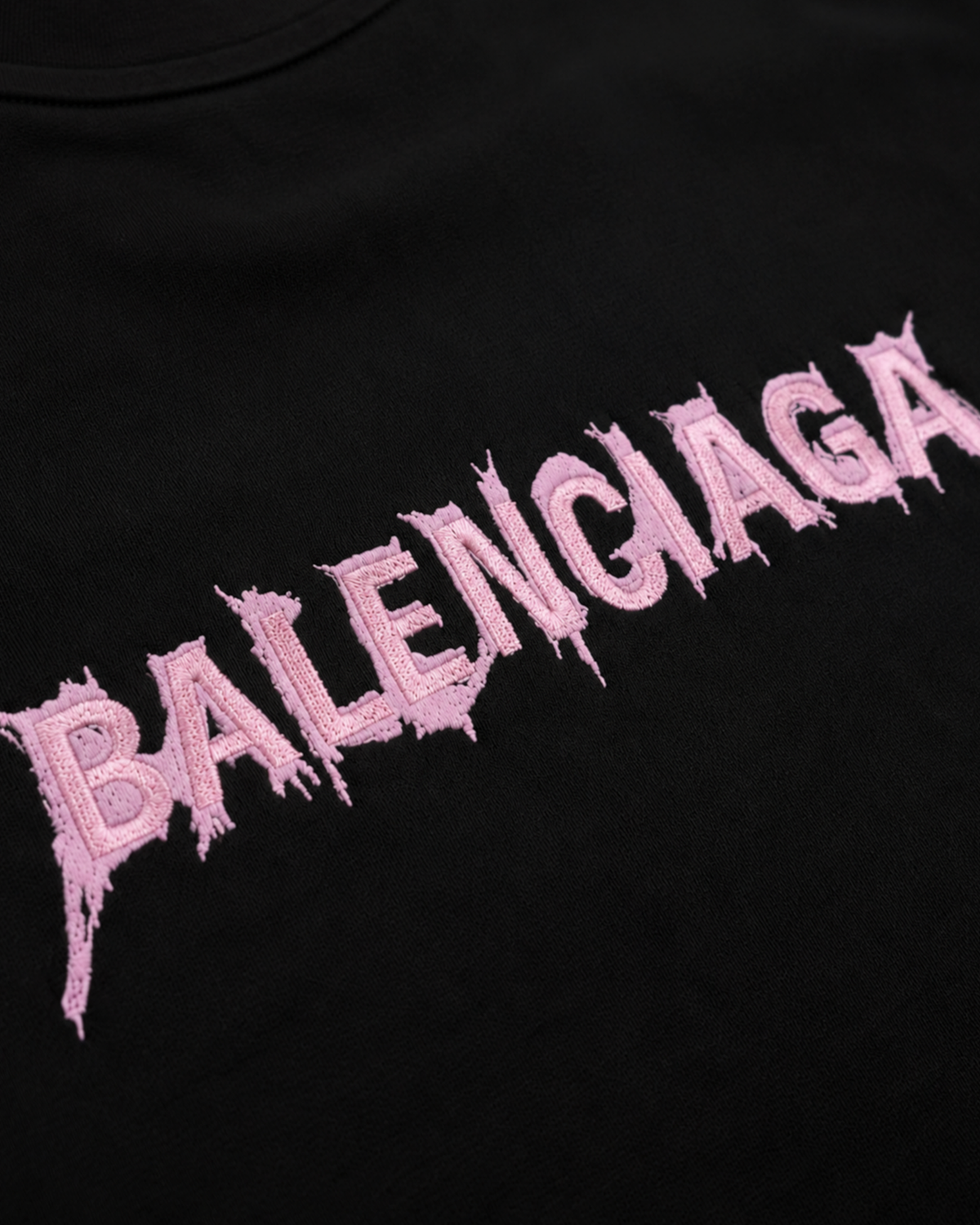 Balenciaga - Sticky Pink Logo Distressed T-Shirt - Black