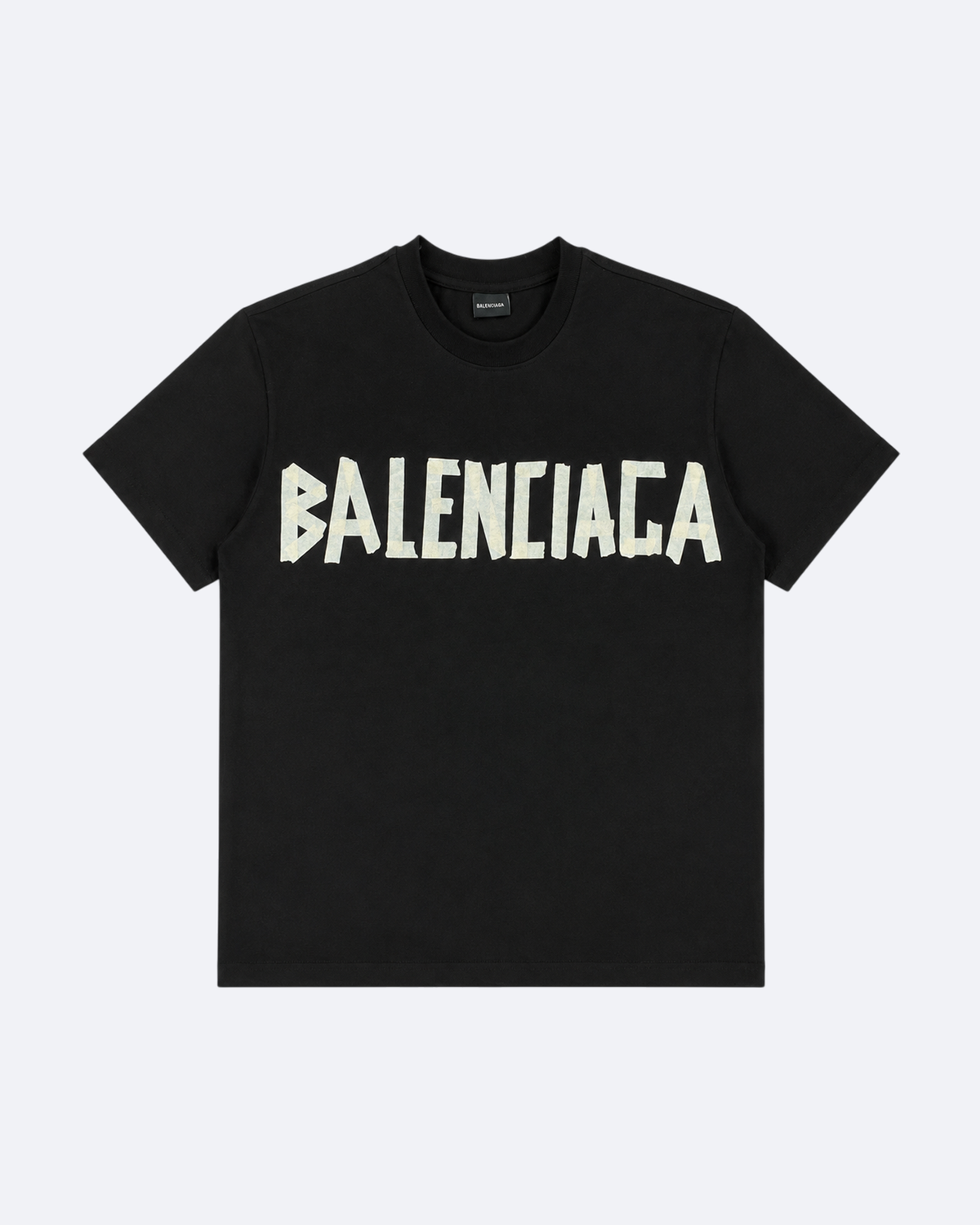 Balenciaga - Yellow Tape Logo T-Shirt - Black
